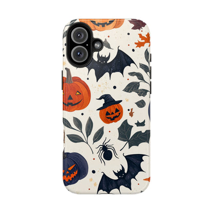 Spooky Halloween iPhone Case – Pumpkins, Bats, and Spider Design