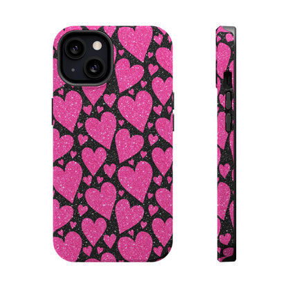 Glitter Hearts MagSafe iPhone Case