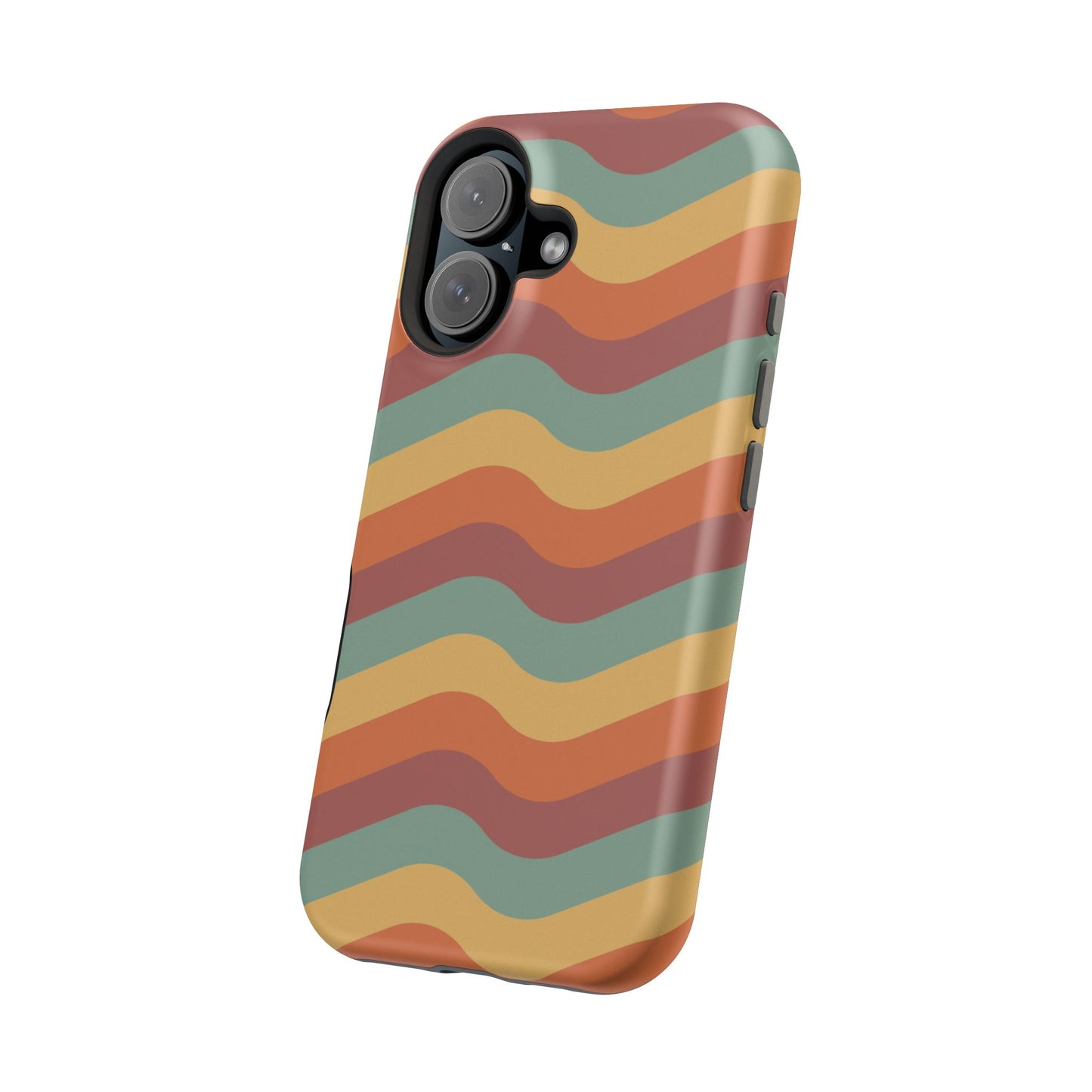 Retro Vibe Wavy Stripes MagSafe iPhone Case – 70s-Inspired in Teal, Orange, and Rust