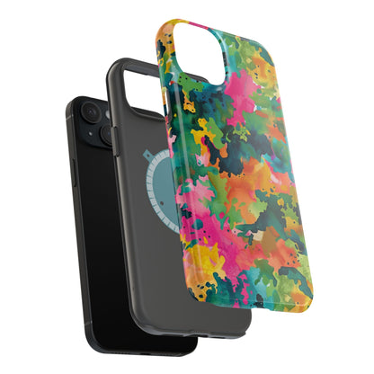 Vibrant Watercolor Splash MagSafe Case – Colorful Abstract Design with MagSafe Compatibility