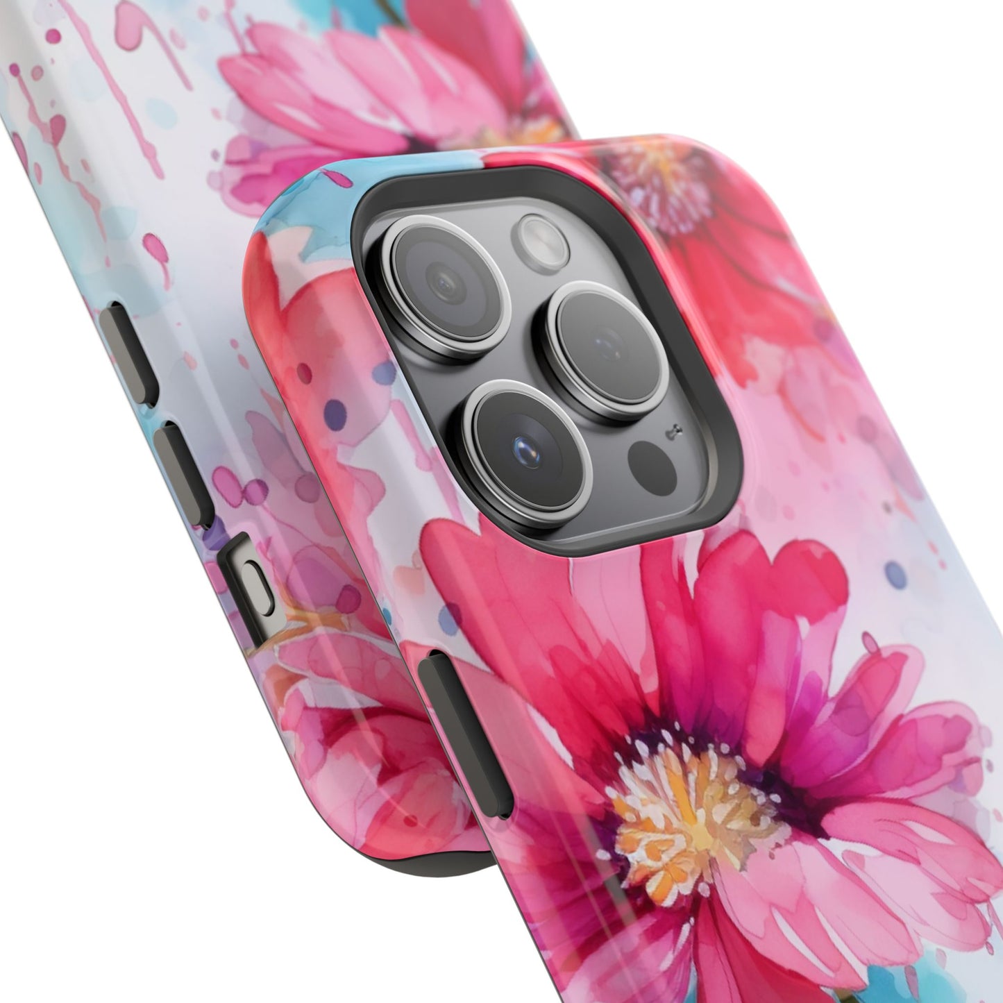 Vibrant Watercolor Red & Pink Floral - MagSafe iPhone Case