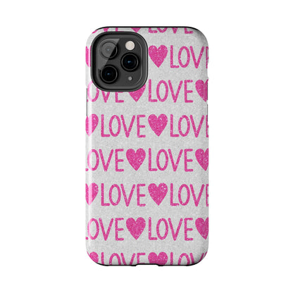 Pink Glitter Love Pattern – iPhone Series Case