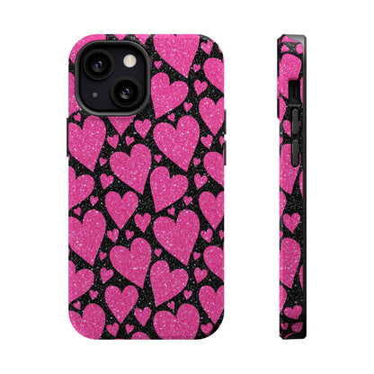 Glitter Hearts MagSafe iPhone Case