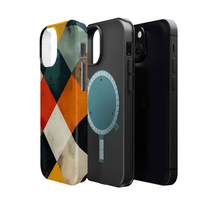 Geometric Retro MagSafe iPhone Case - Colorful Checkered Protective Cover