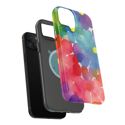 Rainbow Bloom Watercolor MagSafe iPhone Case – Slim Design, Glossy Finish