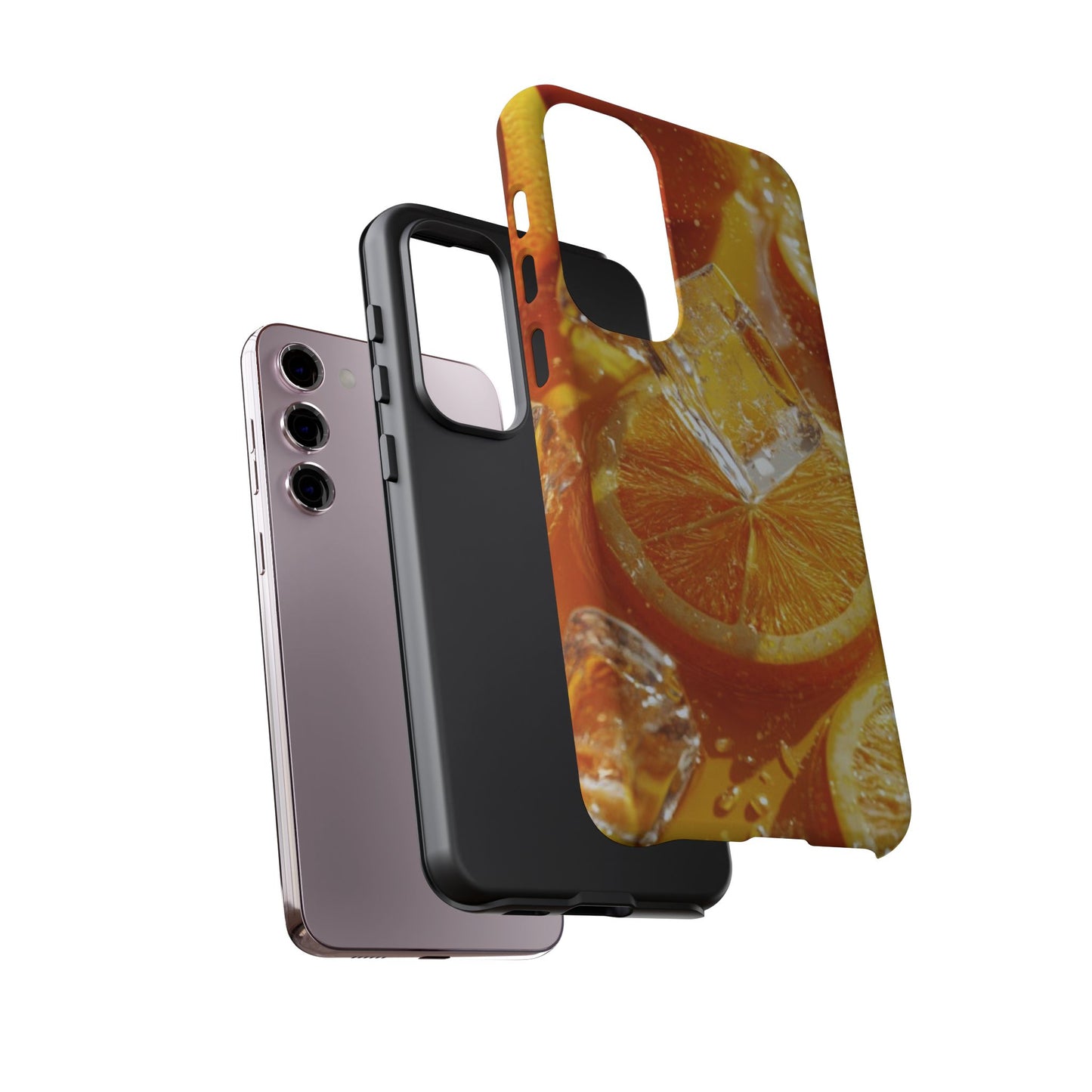 Citrus Orange Splash Samsung Galaxy Case – Dual-Layer Tough Protection, Vibrant Summer Design