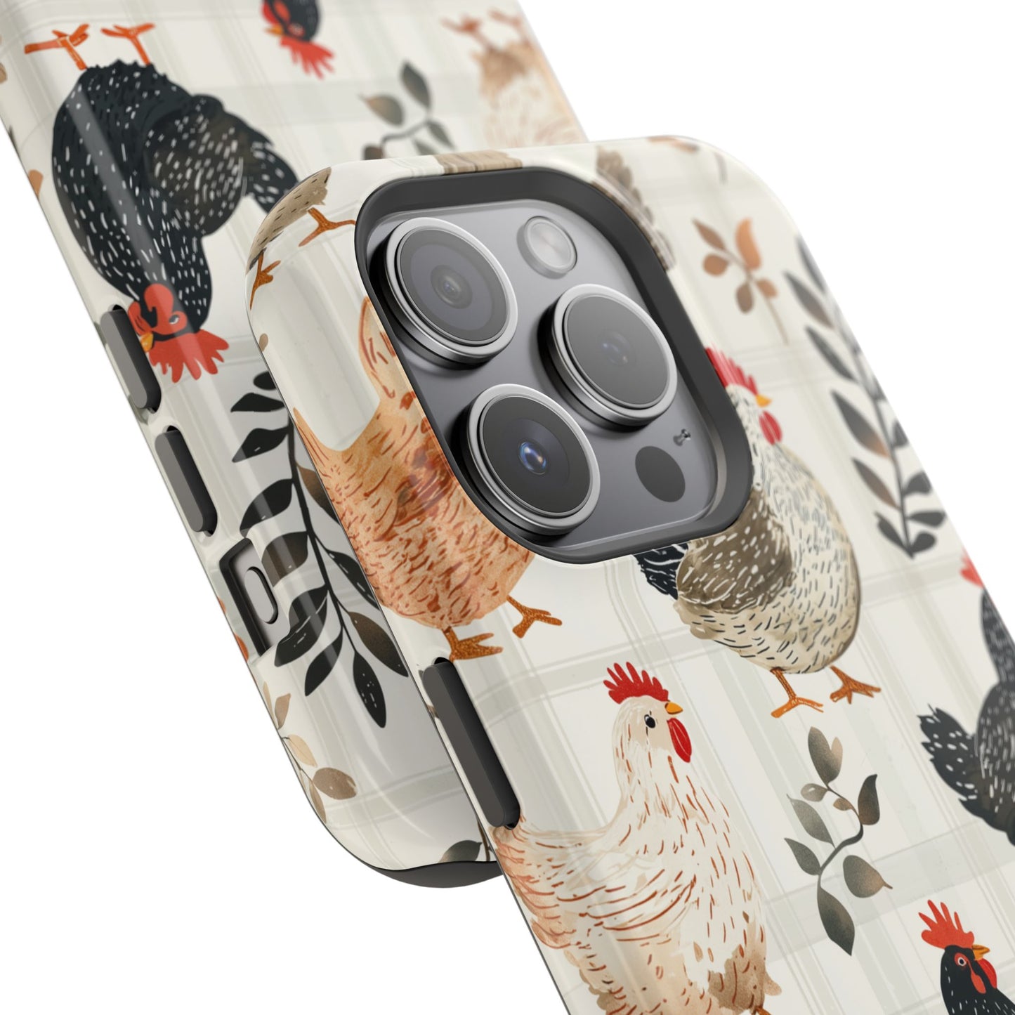 MagSafe iPhone Case: Vintage Chicken & Leaves – Farmhouse Style Case