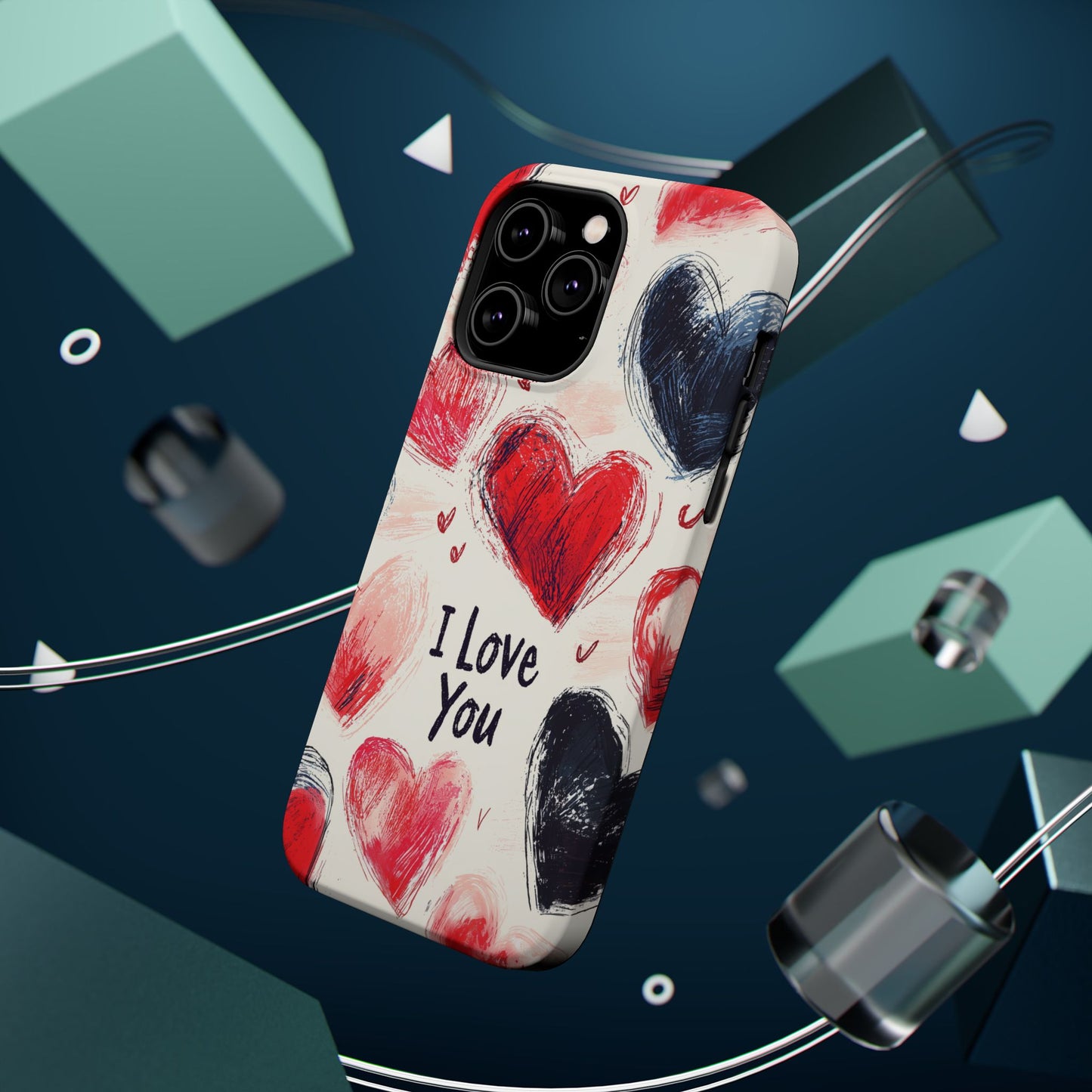 Brushstroke Hearts of Love "I Love You" - MagSafe Compatible Case
