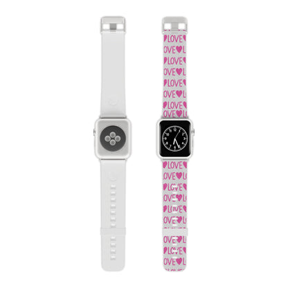 Pink Glitter Love Pattern  Apple Watch Band