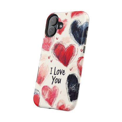 Brushstroke Hearts of Love "I Love You" - MagSafe Compatible Case