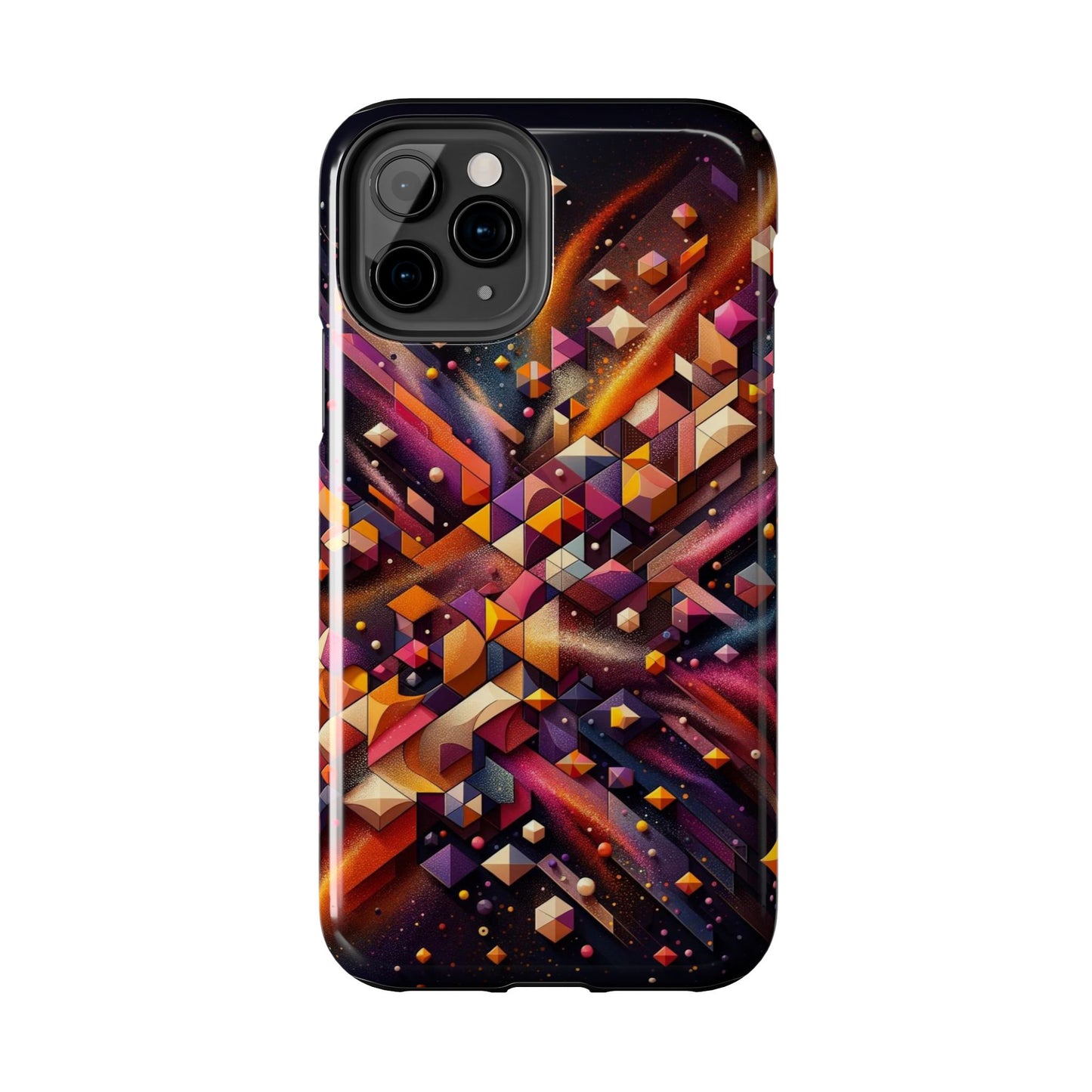 Geometric Galaxy iPhone Case - Abstract Cosmic Protective Cover - Retro Gamer