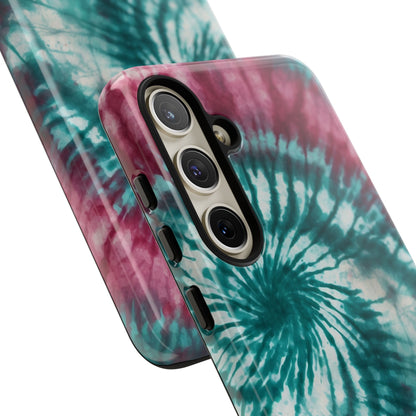 Teal and Pink Spiral Tie-Dye Samsung Galaxy Case – Boho Chic Design