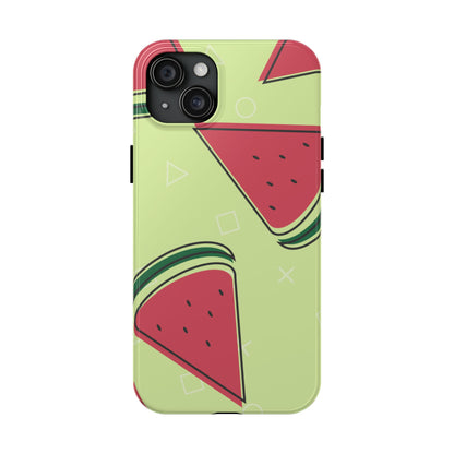 Watermelon Slice iPhone Case – Fresh & Fun Design with Retro Geometric Pattern