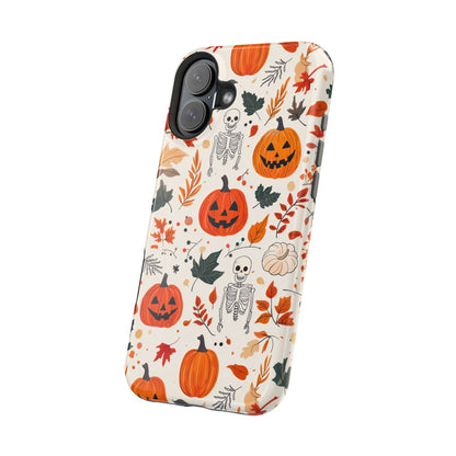 Halloween Pumpkin & Skeleton MagSafe iPhone Case – Spooky Autumn Design