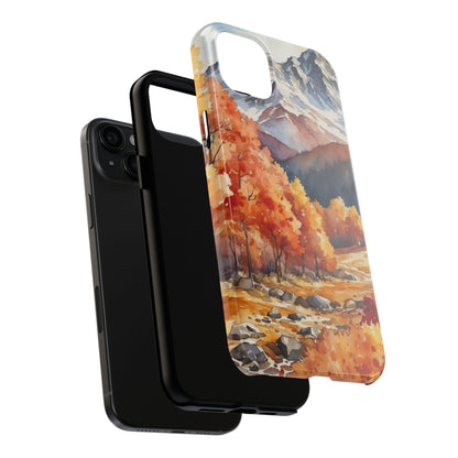 Watercolor Autumn Forest and Mountains - iPhone Case