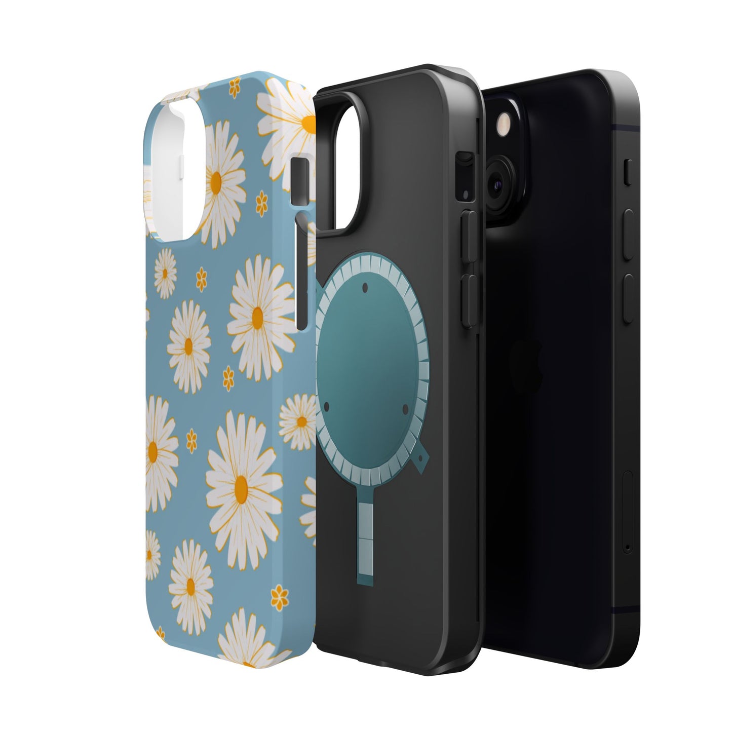 Bright Daisy MagSafe iPhone Case – Light Blue Background, Shockproof and Slim Design