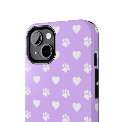 Lilac Paw Prints & Hearts – iPhone Case