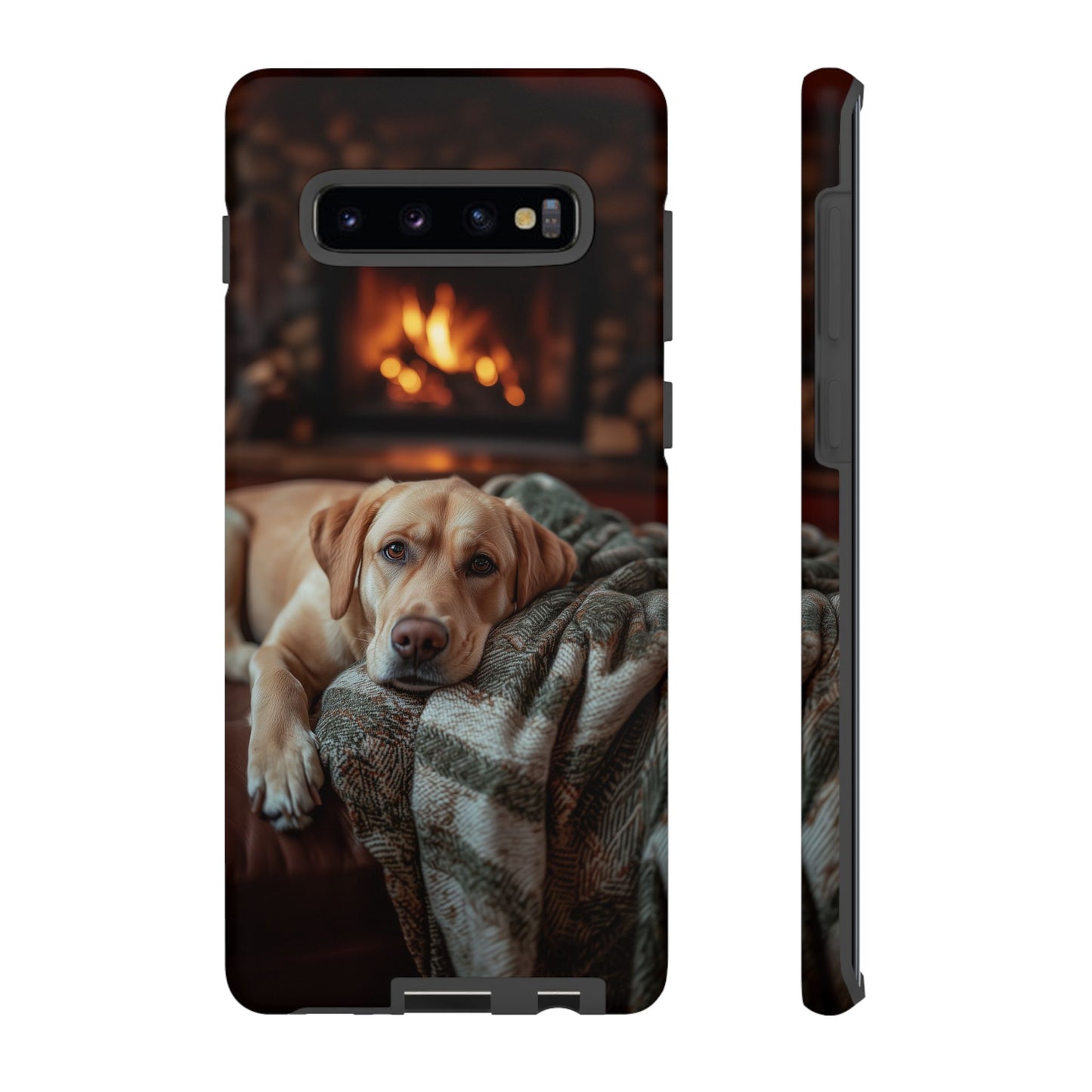 Cozy Labrador by Fireplace Samsung Galaxy Case – Rustic Cabin Protective Cover