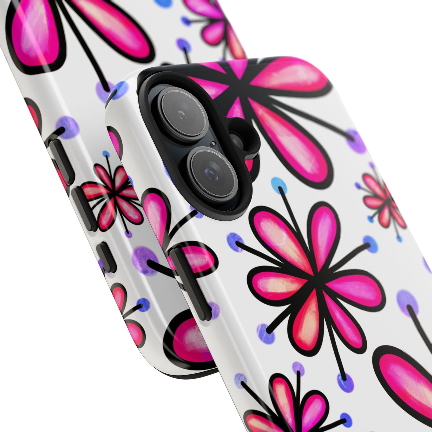 Pink Retro Bloom iPhone Case – Ultra-Slim Design, Glossy Finish