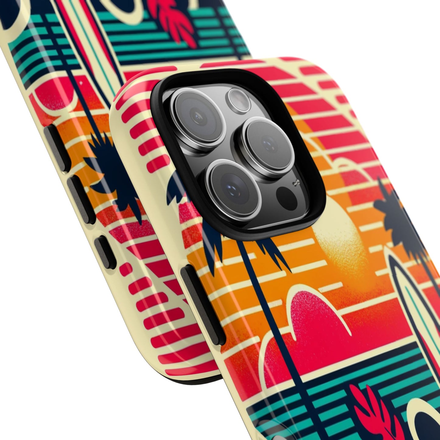 Retro Beach Vibes iPhone Case - Sunset Surfing Protective Cover