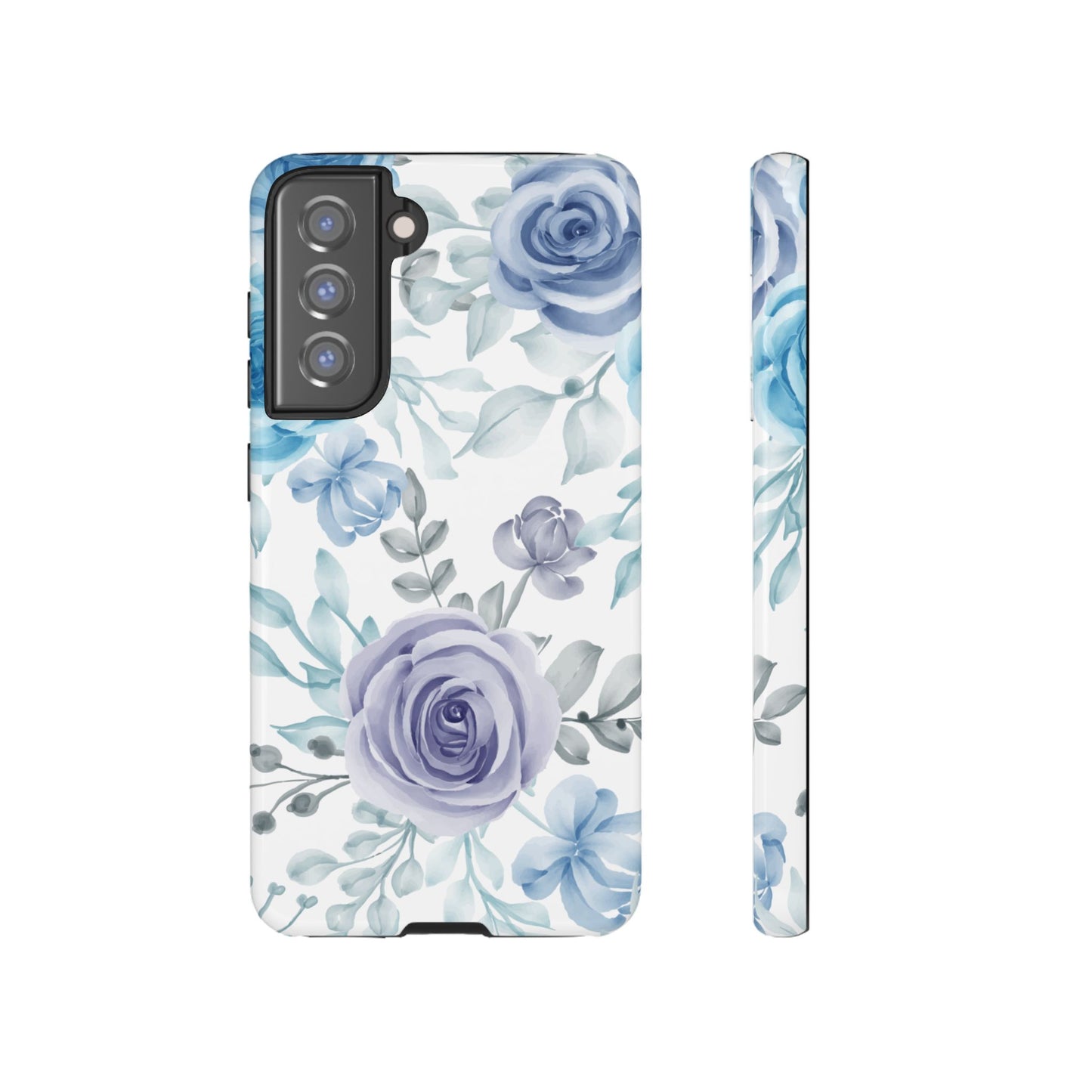 Elegant Blue & Violet Roses Samsung Galaxy Case – Artistic Floral Design for Stylish Protection