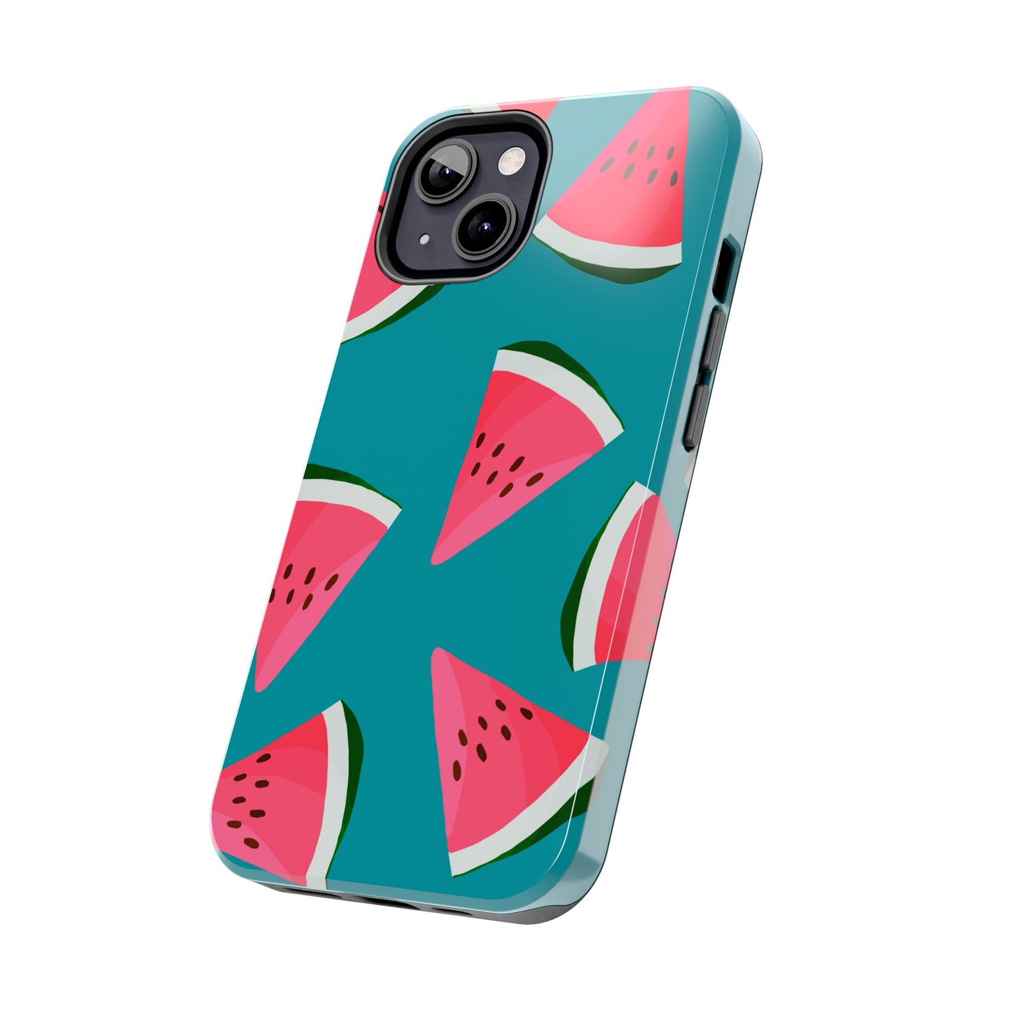 Watermelon Bliss iPhone Case – Vibrant Summer Fruit Design on Teal Background