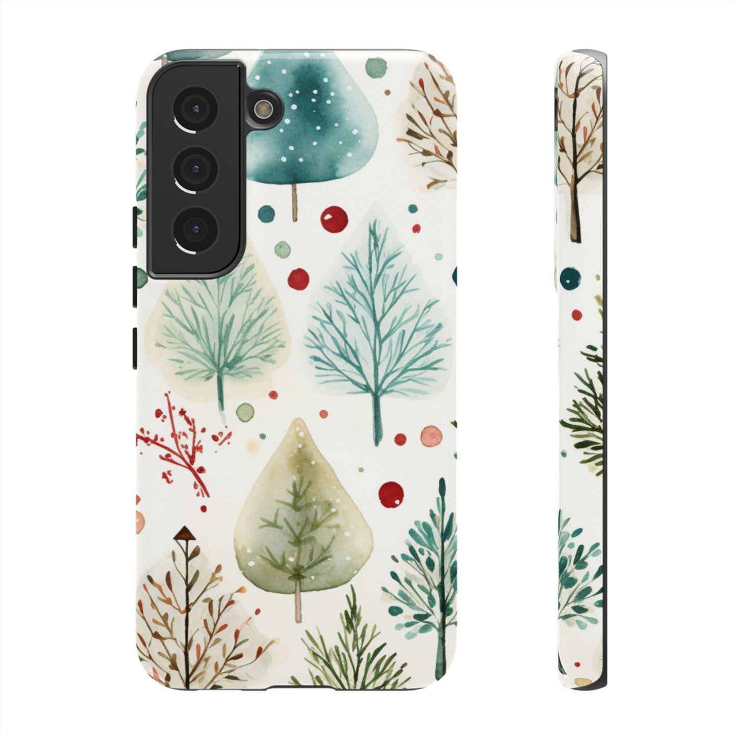 Watercolor Winter Trees Samsung Galaxy Case – Nature-Inspired, Holiday Theme Protective Cover