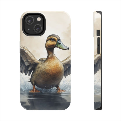 Graceful Duck in Watercolor Scene - iPhone Case