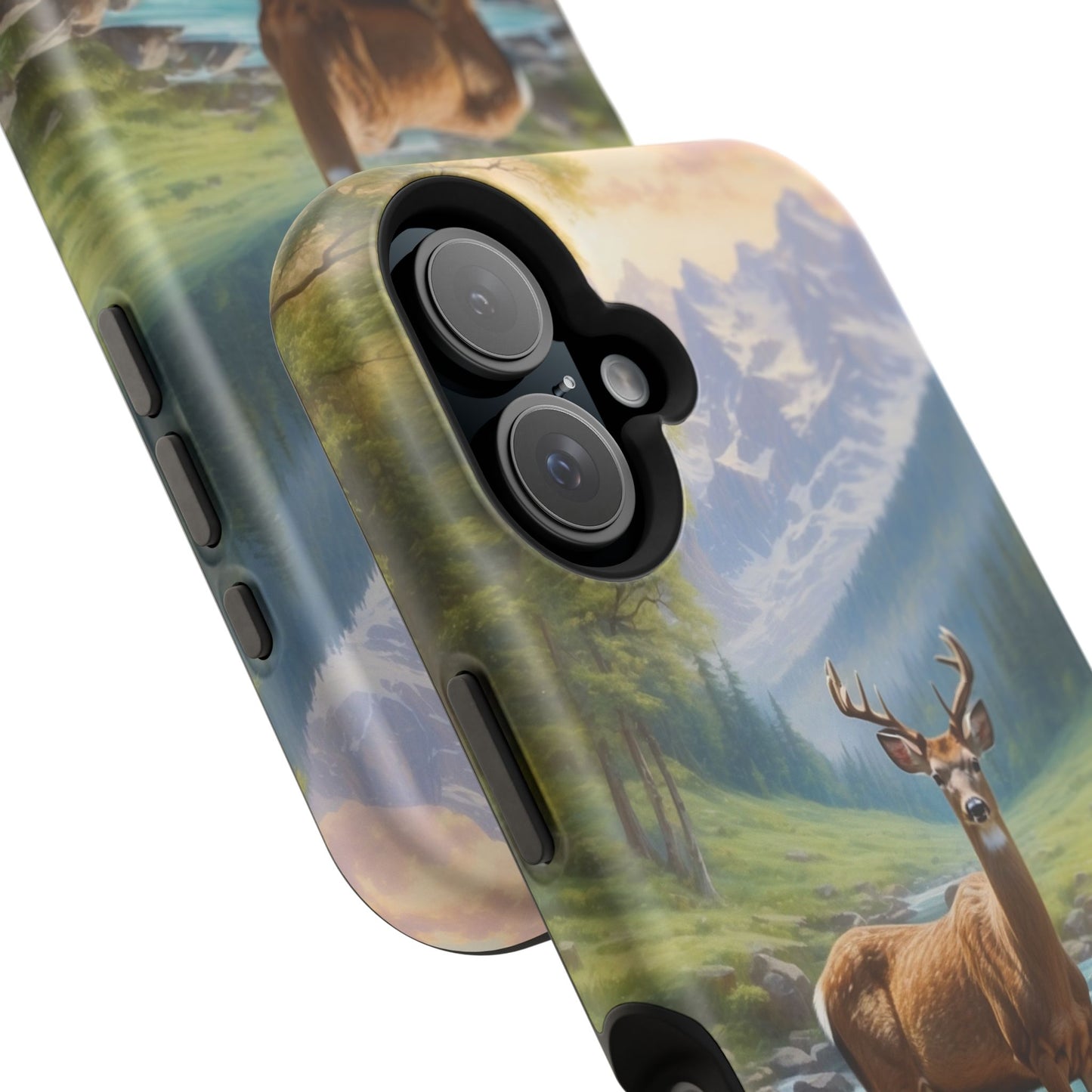 Alpine Serenity – Stag in Mountain Bliss MagSafe iPhone Cases