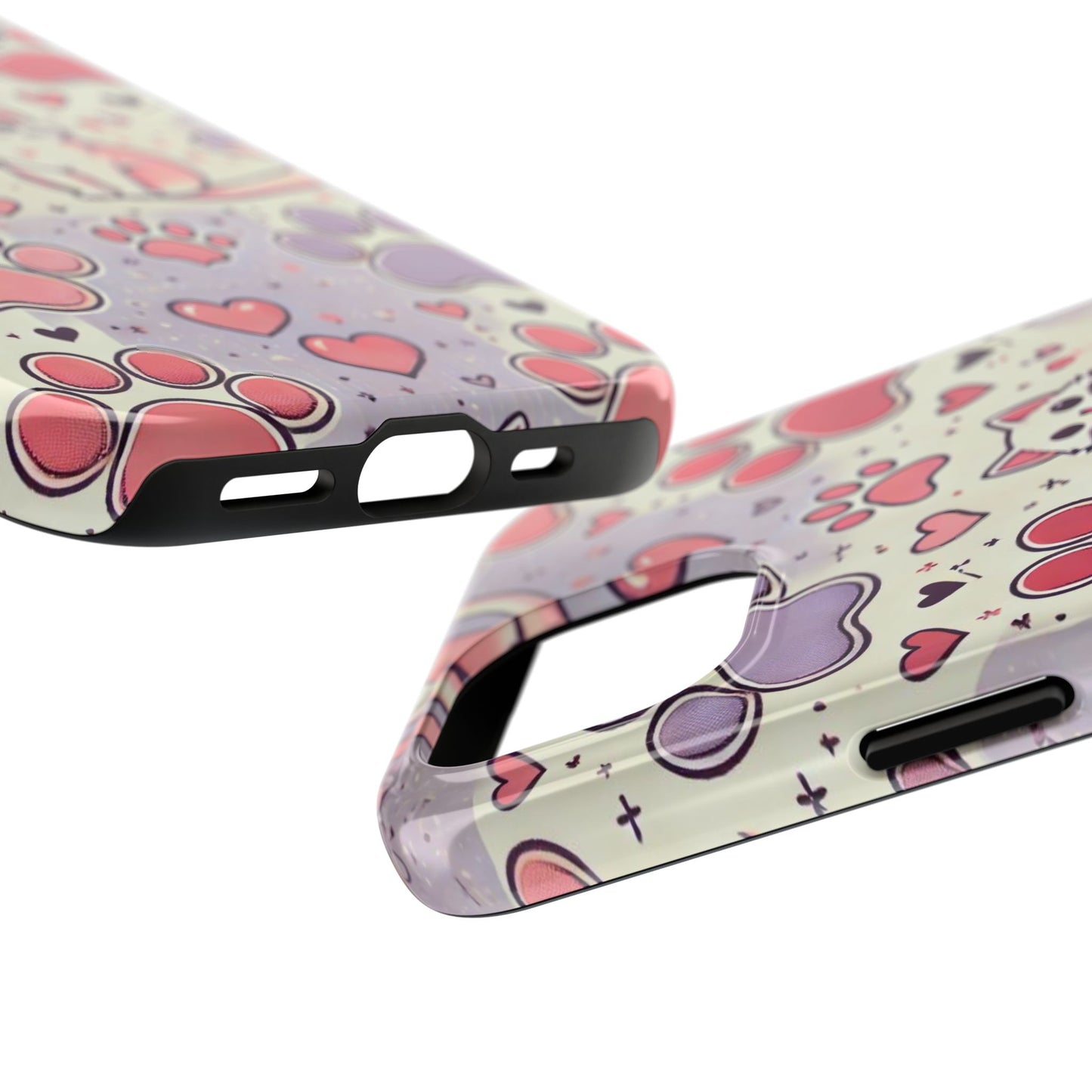 Cute Cat and Paw Print iPhone Case - Pet Lover’s Protective Cover