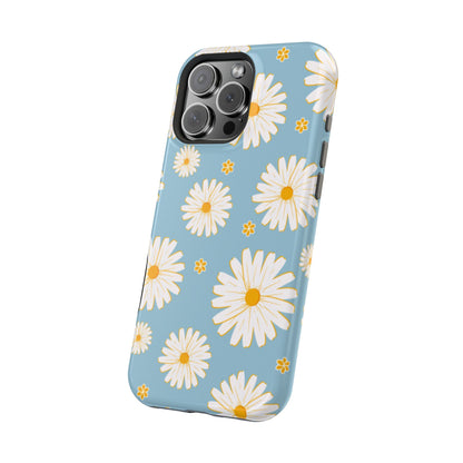 Bright Daisy MagSafe iPhone Case – Light Blue Background, Shockproof and Slim Design