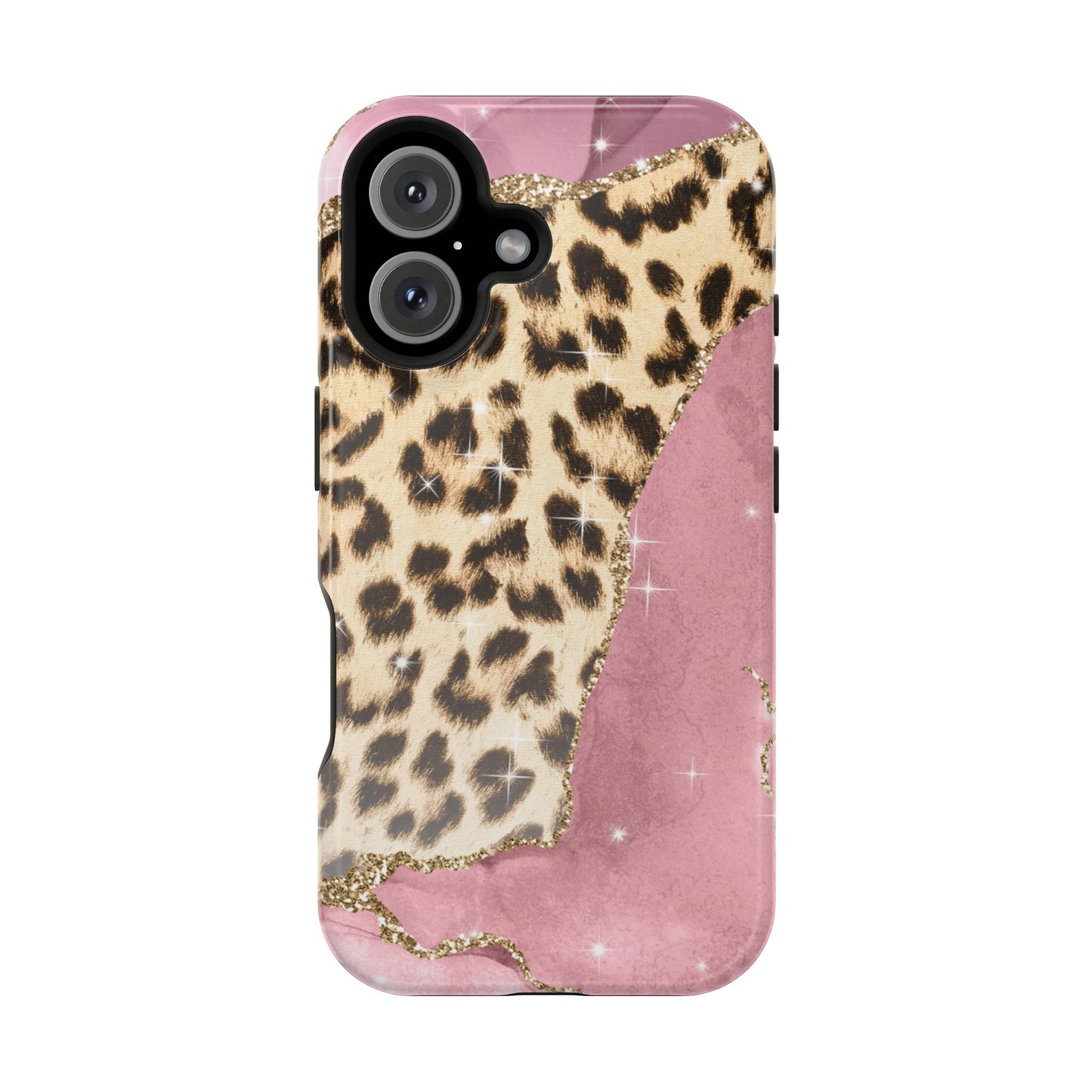 Pink Glam Leopard - MagSafe iPhone Series Case with Glitter Accents