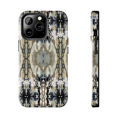 Abstract Marble - Metal Chain Pattern iPhone Case - Chic Protective Cover