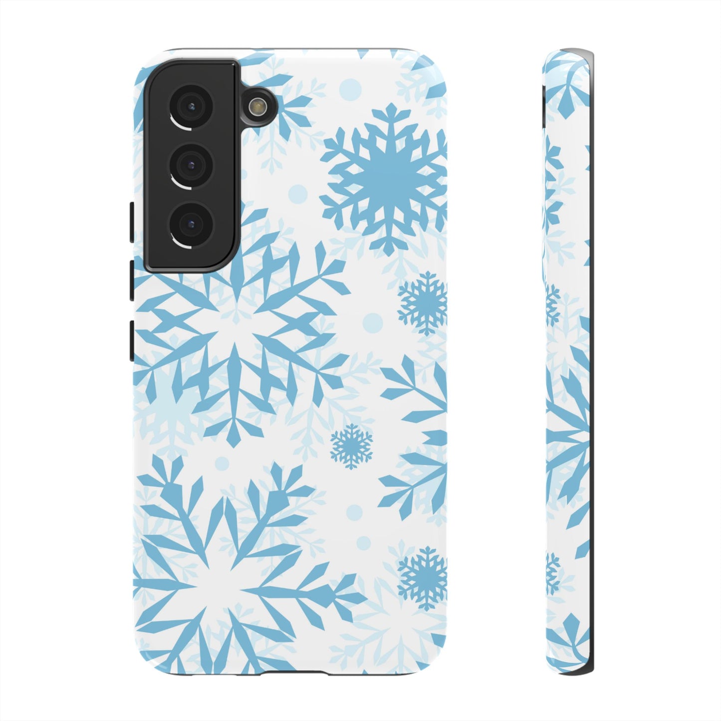 Frosty Blue Snowflakes Samsung Galaxy Case – Shockproof, Smooth Matte Finish, Dual-Layer Design