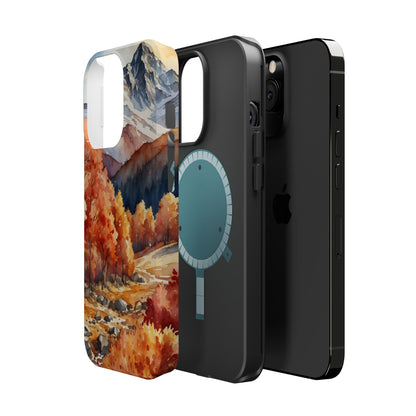 Watercolor Autumn Forest and Mountains - MagSafe iPhone Case