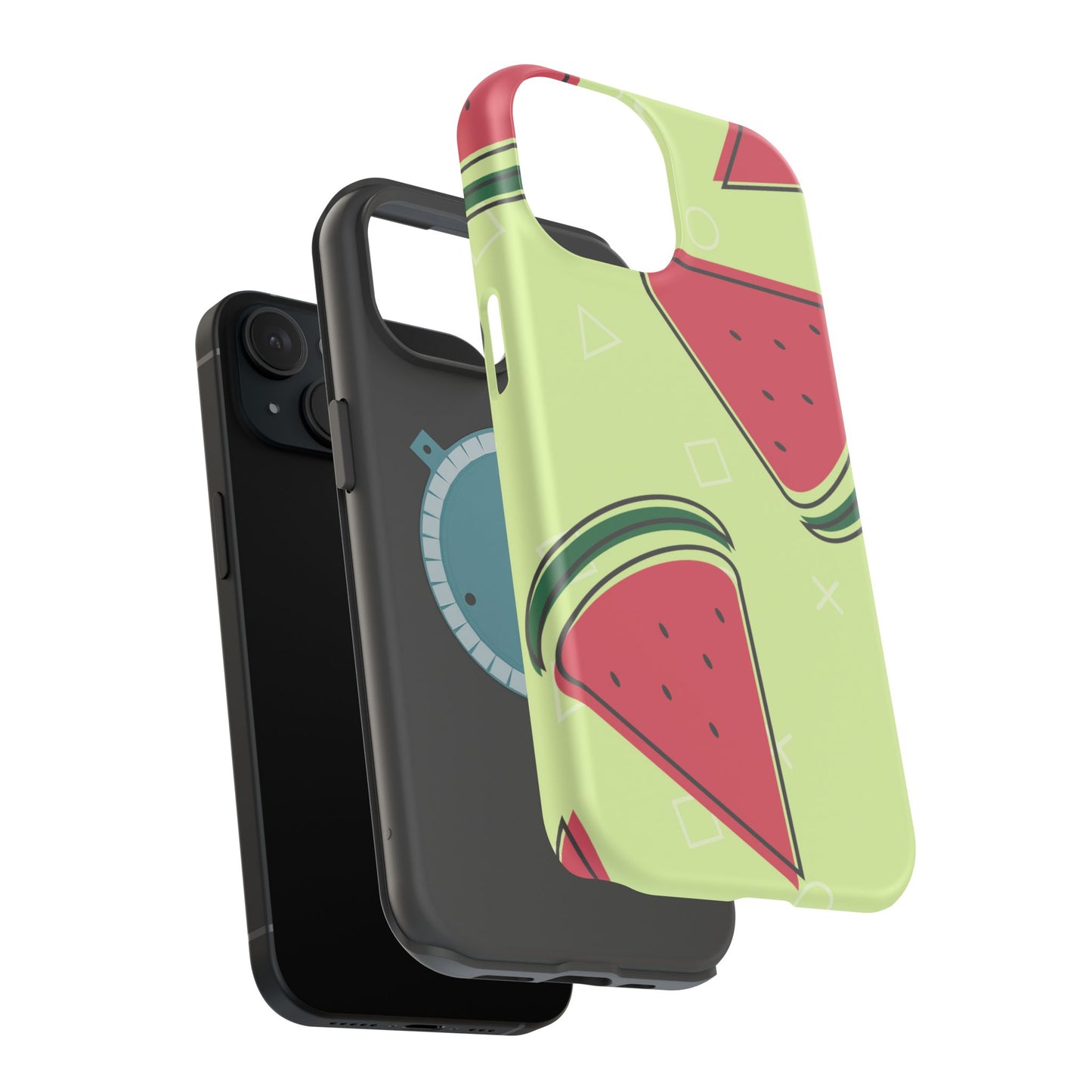 Watermelon Slice MagSafe iPhone Case – Fresh & Fun Design with Retro Geometric Pattern