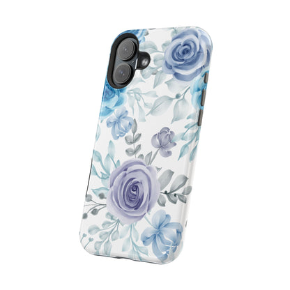 Elegant Blue & Violet Roses MagSafe Case – Artistic Floral Protection with Magnetic Charging Compatibility