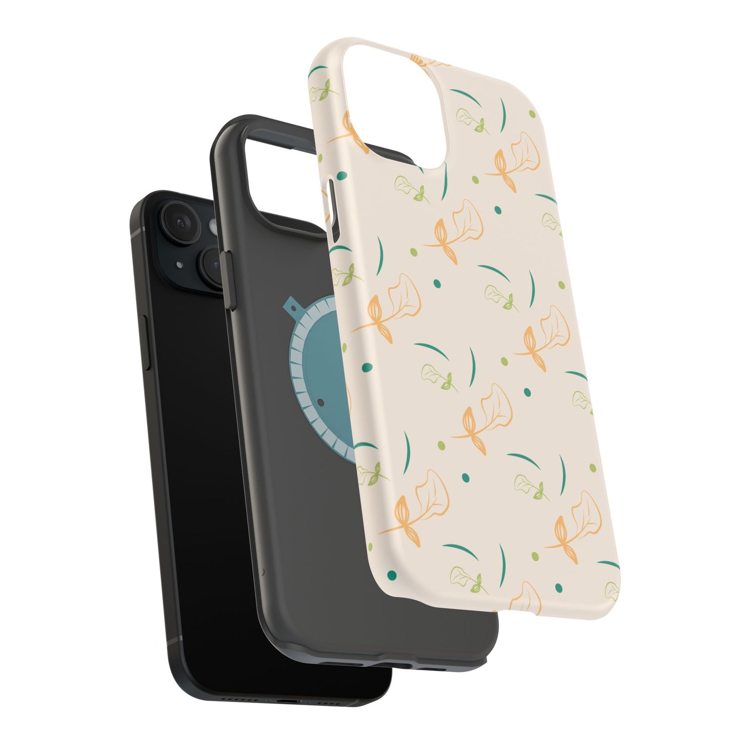 Soft Pastel Abstract Floral Tough MagSafe iPhone Case – Playful Minimalist Design with Dual-Layer Protection