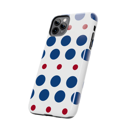 Bold Navy & Red Polka Dot Pattern – iPhone Case