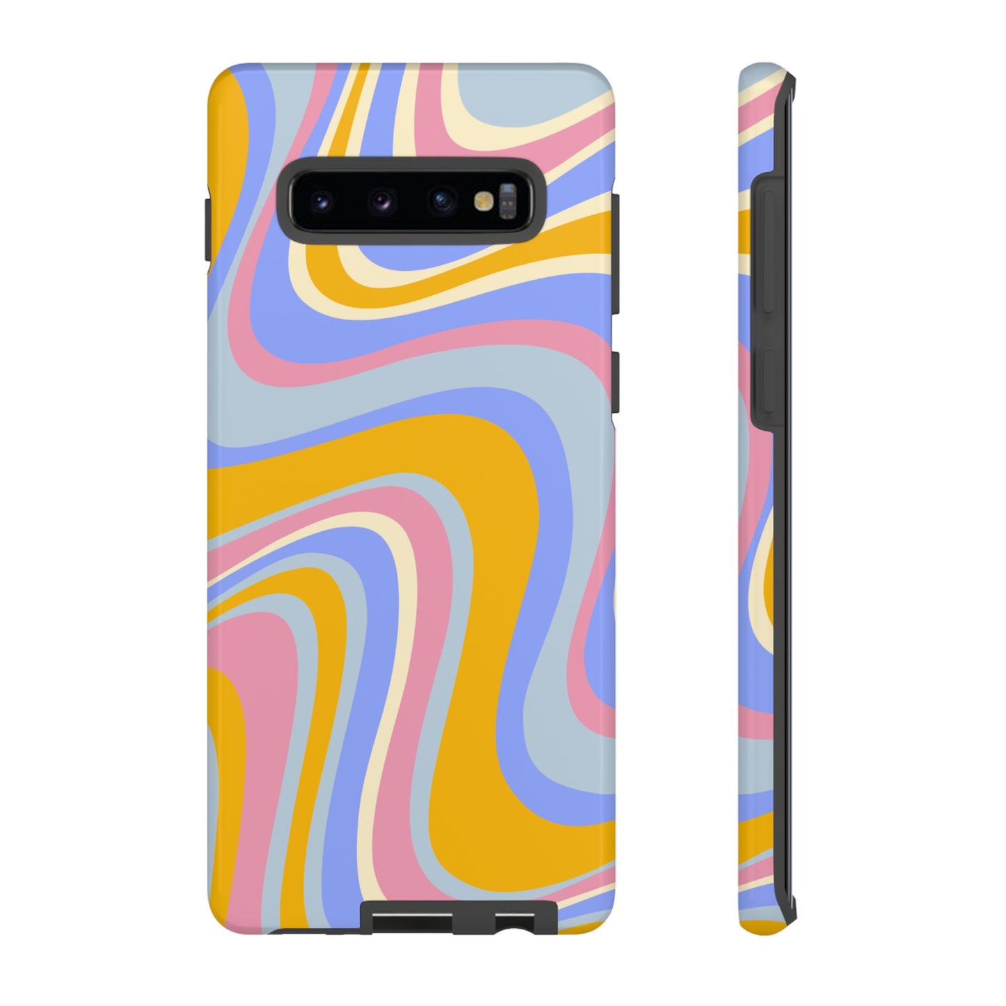 Groovy Pastel Waves Samsung Galaxy Case – 70s-Inspired Design with Dual-Layer Protection