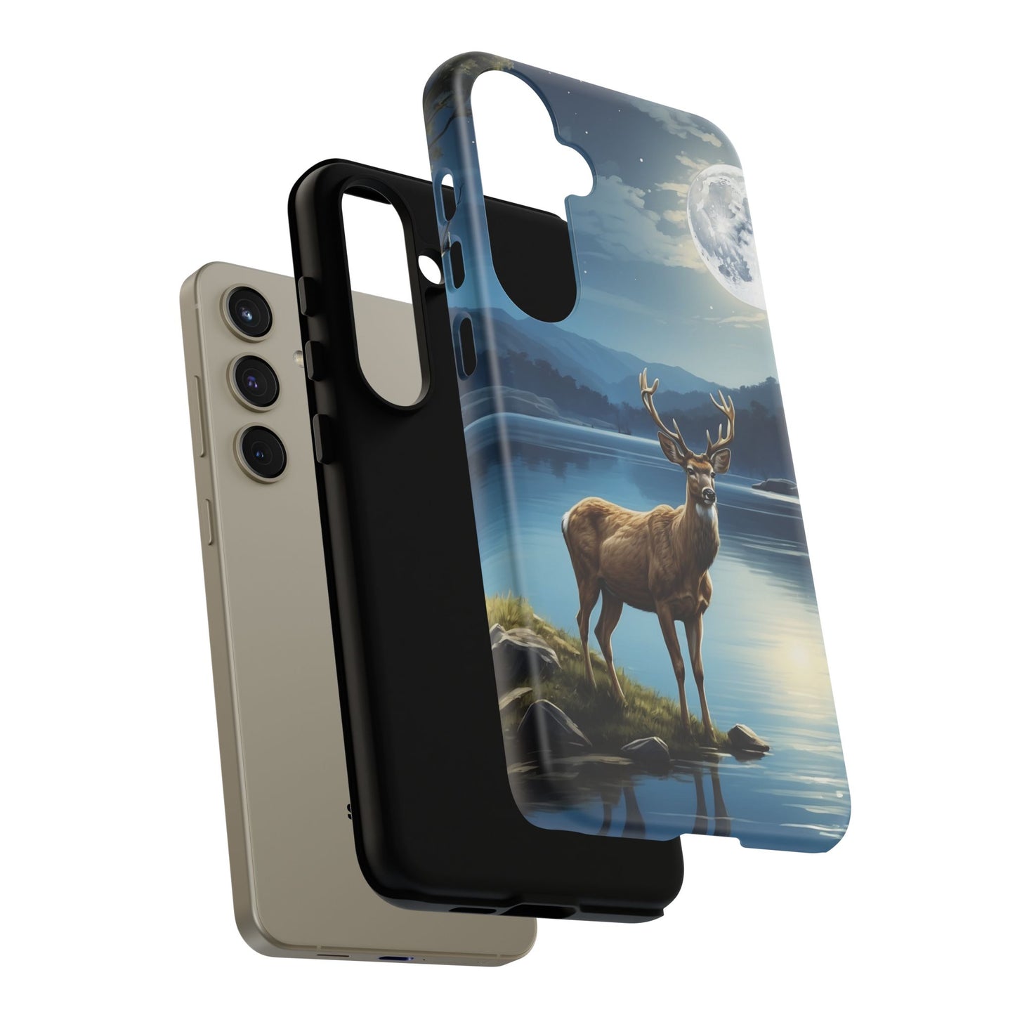 Moonlit Elegance: Stag by the Lake – Samsung Galaxy Case