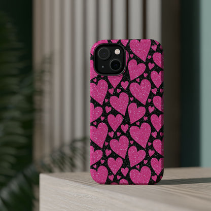 Glitter Hearts MagSafe iPhone Case