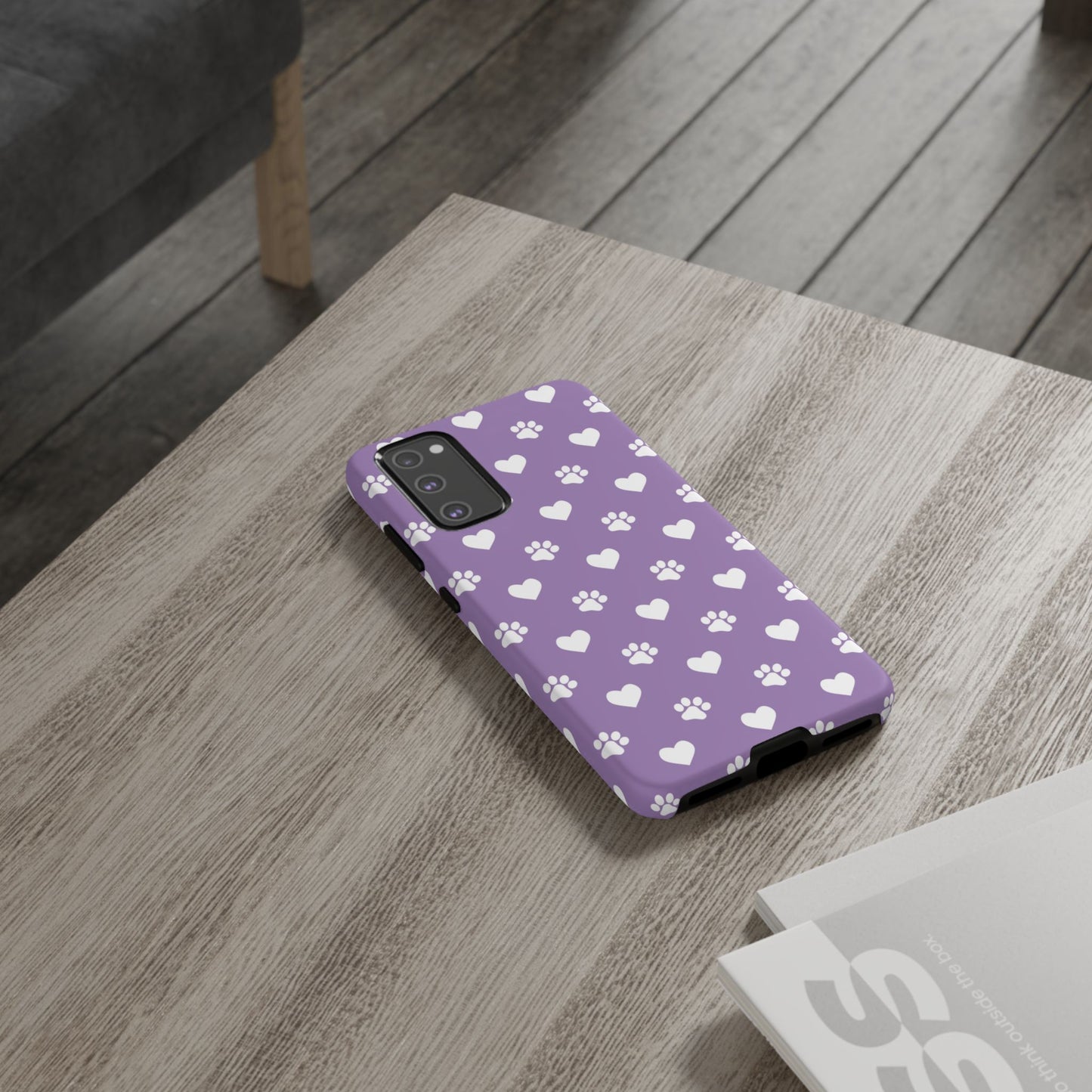 Lavender Paw Prints & Hearts Design - Adorable Pet Lover Samsung Galaxy Case