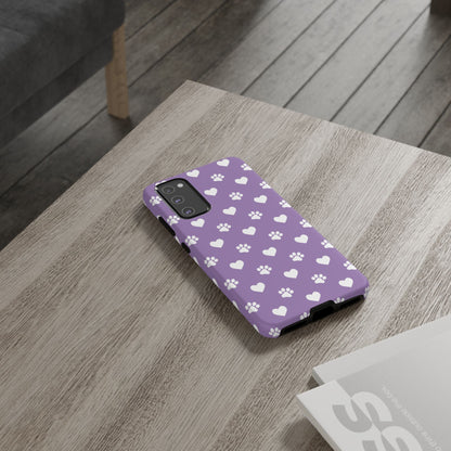 Lavender Paw Prints & Hearts Design - Adorable Pet Lover Samsung Galaxy Case