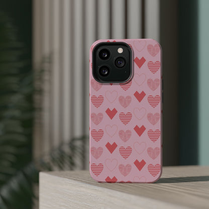 Striped Hearts MagSafe iPhone Case