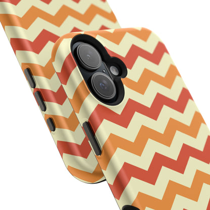 Warm Sunset Chevron – Orange, Red & Cream Geometric MagSafe iPhone Case