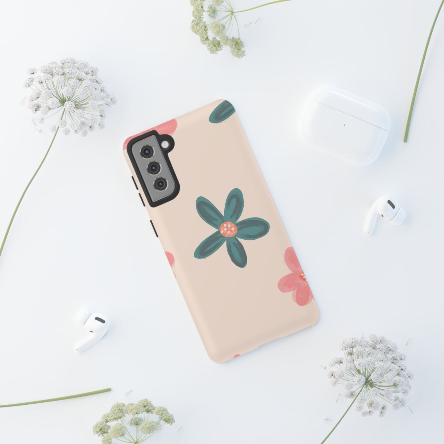 Vintage Floral Tough Samsung Galaxy Case – Soft Matte Finish with Dual-Layer Protection