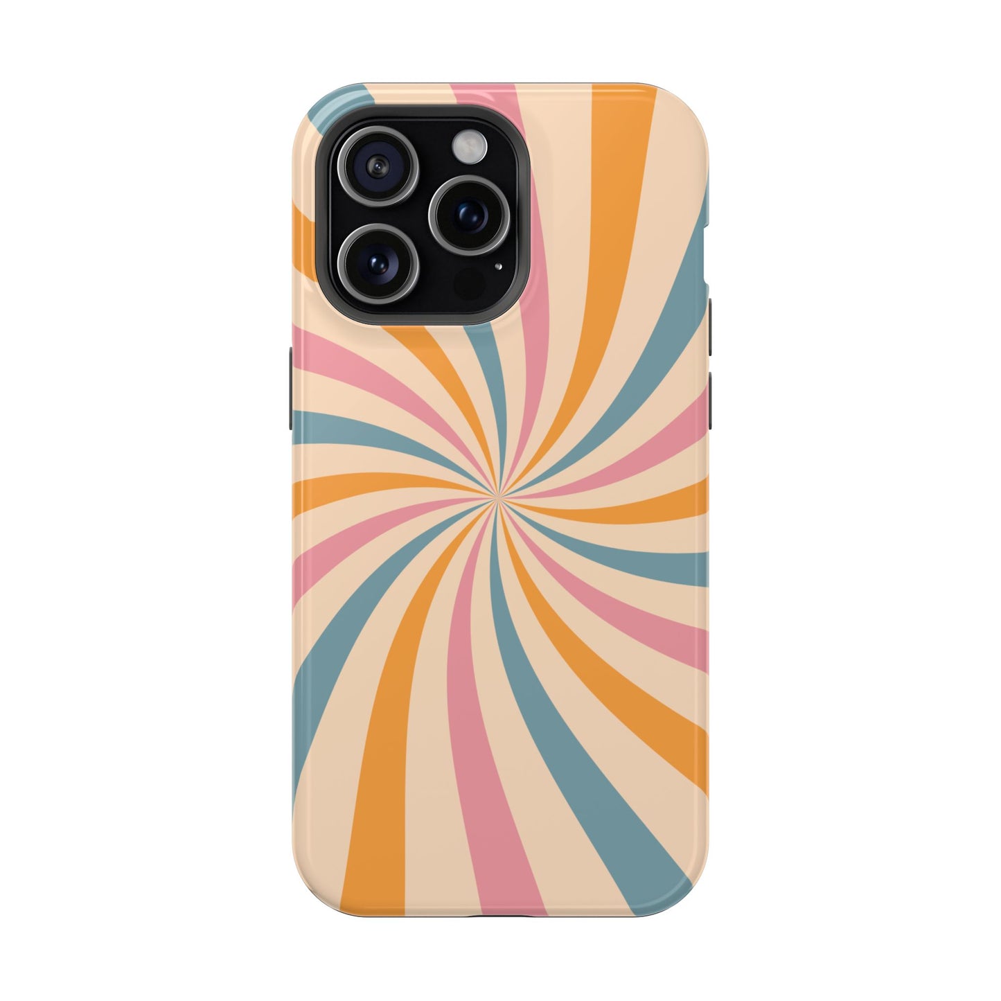 Retro Swirl Pattern MagSafe iPhone Case – Bold 70s Vibe in Pink, Orange, and Orange