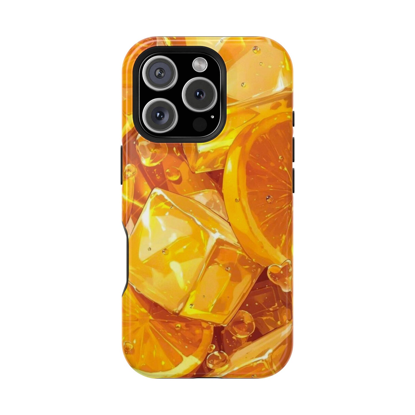 Citrus Splash MagSafe iPhone Case – Bright Orange Slices & Ice, Dual-Layer Protection