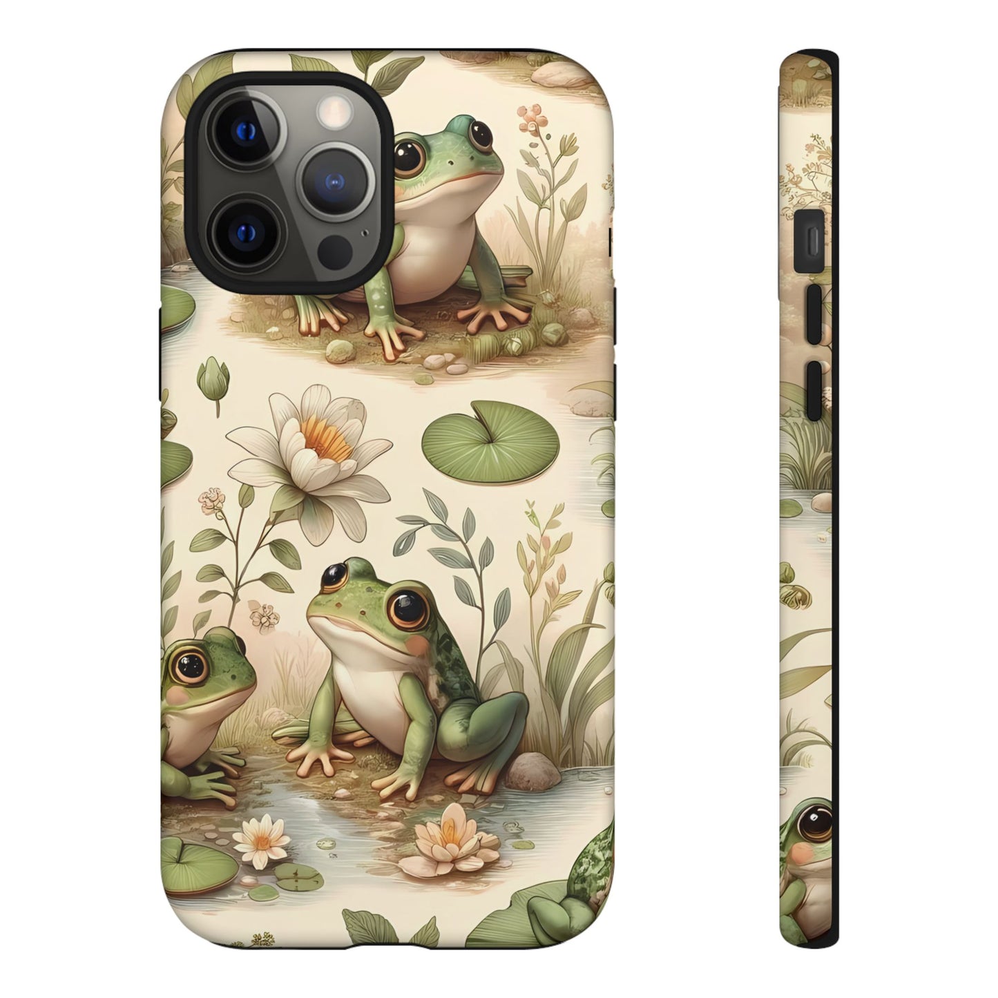 Cute Frogs Phone Case - Pond Pals Frolic - Charming Frog Lily Pad Phone Case for iPhone, Google & Samsung! Great Gift For Any Frog Lover!